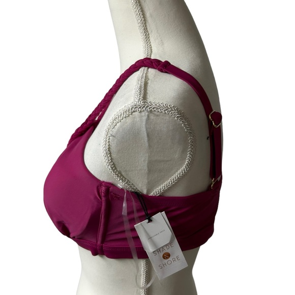 SHADE & SHORE plus size 14 built in underwire bra bikini top fuchsia/purple NWT - Picture 4 of 6